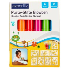 Set 14 piese, 6 pixuri cu suflare si 8 sabloane Expetiz, 3 ani plus, multicolor
