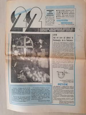 ziarul &amp;quot;22&amp;quot; din 13 aprilie 1990-regelui mihai,paul goma,mihail sora foto