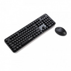 Kit Tastatura + Mouse Wireless, Serioux, negru, US layout, baterii incluse foto