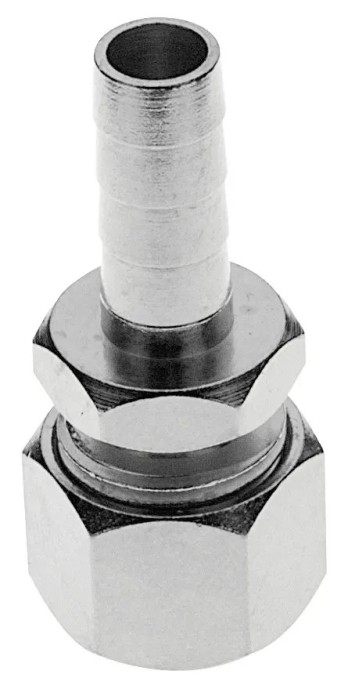 Quetschverschraubung, Compression fitting - Edelstahl, mit Schlaucht&uuml;lle f&uuml;r Bierschlauch NW 7 mm
