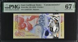 Bancnotă Comemorativă 2 Dolari Caraibele de Est (2023) &ndash; Premiată IBNS &ndash; Gradare PMG 67 EPQ