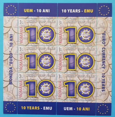 TIMBRE ROMANIA 2009 L.P.1825a 10 ANI MONEDA EURO MNH** foto