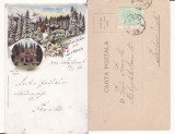 Salutari din Sinaia - Litografie 1897 -Castelul Peles- edit. Bucuresti, Circulata, Printata