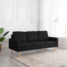 Canapea cu 3 locuri, negru, material textil GartenMobel Dekor foto