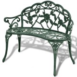 vidaXL Bancă de grădină, verde, 100 cm, aluminiu turnat