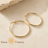 Cumpara ieftin Cercei Livia , cercei rotunzi clasici cu placaj triplu din aur 14K, 4 cm