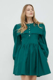 Cumpara ieftin Custommade rochie din bumbac culoarea verde, mini, evazati