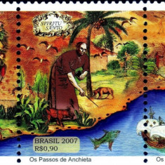 BRAZILIA 2007 PELERINAJ - Pe urmele parintelui Anchieta- Serie 3 timbre straif
