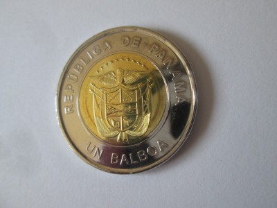 Panama 1 Balboa 2019 UNC moneda aniversara cu logo-ul colorat:Ziua Mondiala a Tineretului in Panama,diametrul=26,50 mm foto
