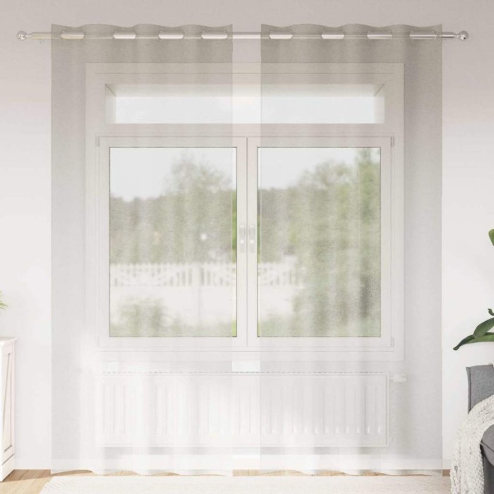 Perdele cu perdele 2 pcs Crem 140 x 245 cm Poliester