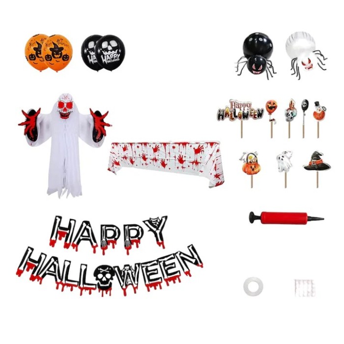 Set 40 de decoratiuni pentru Halloween, dimensiuni diferite, hartie, latex, multicolor