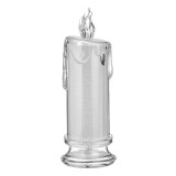 Lumanare decorativa LED cu model picaturi frosty, transparenta, &Oslash;6,5x18cm, lumina calda, baterii incluse, CMCLASS