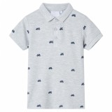 Tricou polo pentru copii,&nbsp; gri melanj, 128 GartenMobel Dekor, vidaXL