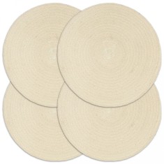vidaXL Naproane, 4 buc., natural, 38 cm, bumbac, rotund 133842