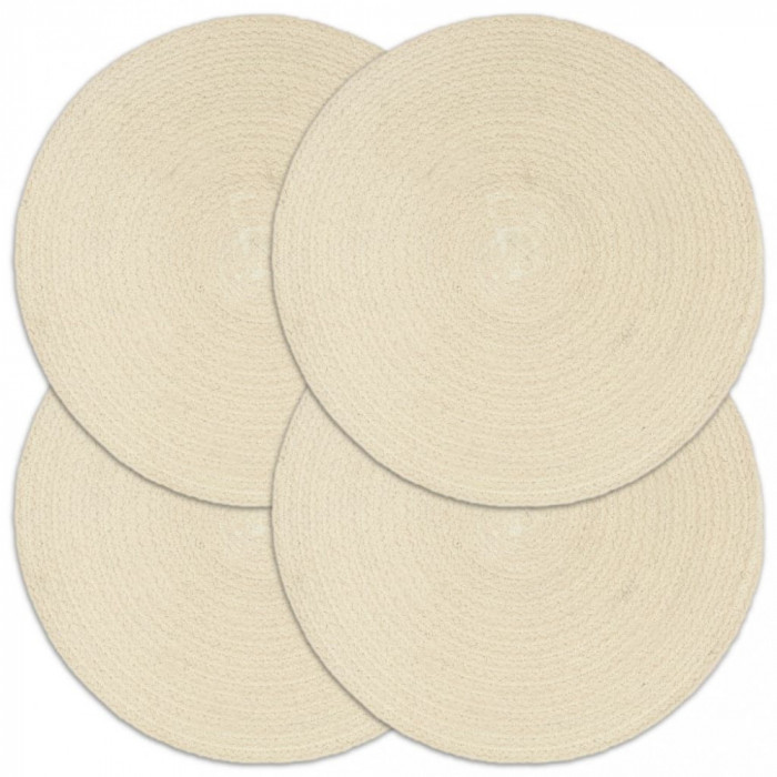 Naproane, 4 buc., natural, 38 cm, bumbac, rotund