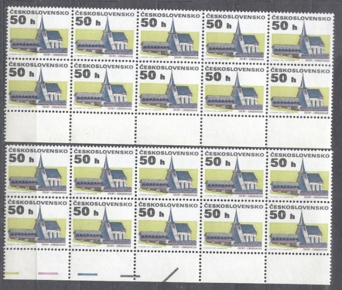 Czechoslovakia 1992 Definitives Castle x 20 in blocks MNH S.622