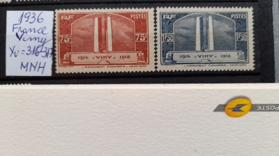 1936-Franta-YT316,317-Vimy-c.set-MNH-YT=72 E foto