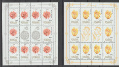 ROMANIA 1998 FLORA Set 4 minicoli cu 10 timbre si 2 viniete LP.1466b MNH** foto