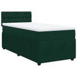 Cumpara ieftin Pat box spring cu saltea, verde inchis, 90x190 cm, catifea