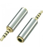 Adaptor Jack 4 pini 2.5 mm tata la 4 pini 3.5 mm mama metal, Oem