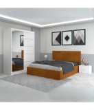 Dormitor Filip Caramiziu Cu Pat Tapitat Stofa 140x200cm