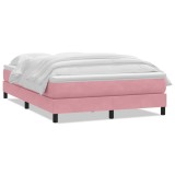 Cumpara ieftin Pat box spring cu saltea, roz, 160x210 cm, catifea