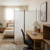 Paravan Camera vidaXL Alb 175x180cm, 2 Panouri, Despartitor Pliabil, Textil, Decorativ