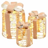 VidaXL Decorațiune Cutie Cadou 3 pcs Alb cald 20 x 20 x 20 cm PET 42019089