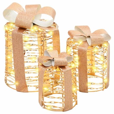 vidaXL Decorațiune Cutie Cadou 3 pcs Alb cald 20 x 20 x 20 cm PET 42019089 foto