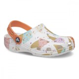 Saboti Crocs Toddler Classic Ice Cream Graphic Clog Alb - White/Multi