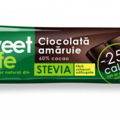Ciocolata amaruie 60%cacao cu indulcitor stevie 25gr "sweet & safe" sly nutritia