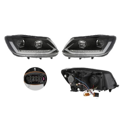 Set faruri VW Touran (1t3), 07.2010-08.2015, partea Stanga+Dreapta, Tuning, Fata, indicator dinamic; cu lampa de parcare LED; cu indicator led; cu lu foto