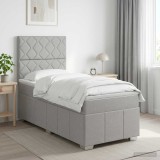 Cumpara ieftin Pat boxspring cu saltea Gri deschis 100 x 200 cm Tesatura