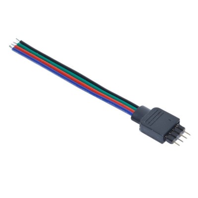 Conector banda RGB cu 4 fire, lungime cablu 10 cm elSales ELS-COBR4, multicolor foto