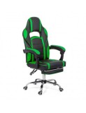 Scaun directorial cu suport picioare OFF 302, gaming, mecanism de balans, piele ecologica, cadru cromat, 110 kg