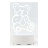 Lampa LED decorativa 3D eMazing, forma Ursulet, inaltime 20 cm, cu telecomanda, alimentare USB si baterii, lumina multicolora, alb, material acril