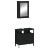Set mobilier de baie, 2 piese, negru, lemn compozit