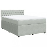 Cumpara ieftin Pat box spring cu saltea, gri deschis, 140x200 cm, catifea