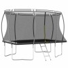 Trambulina dreptunghiulara vidaXL 335x244 cm, 150 kg, cu plasa siguranta, scara si husa ploaie, gri/negru