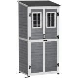Outsunny Magazie pentru depozitare &icirc;n grădină, magazie pentru unelte cu 2 ferestre, țăruși pentru ancorare, acoperiș din asfalt, 91 x 69 x 192 cm, lem