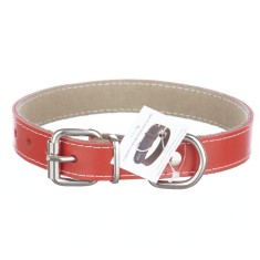 Zgarda piele 2,3 cm/50 cm nr 3 rosu