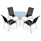 VidaXL Set mobilier de exterior, 5 piese, negru, oțel 43317