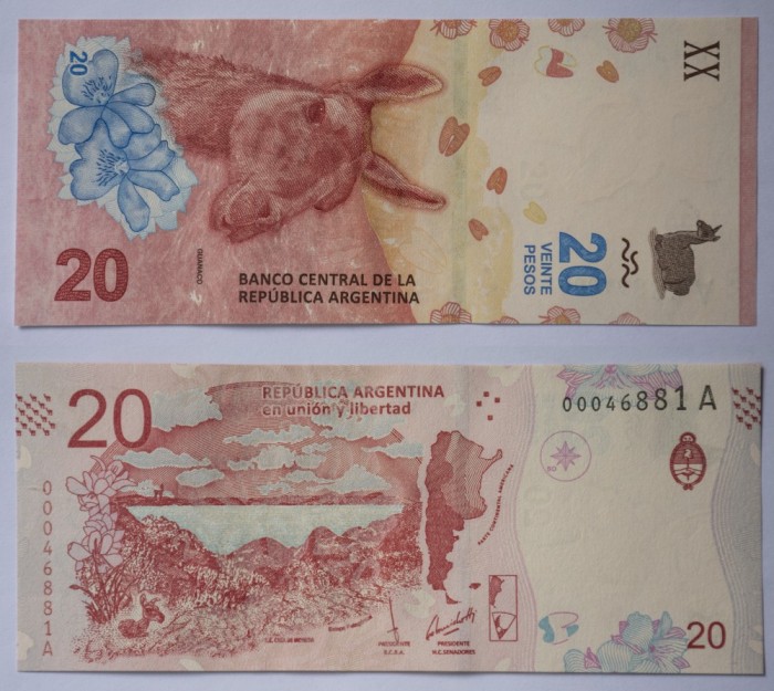 20 pesos, 2017 Argentina UNC/ necirculata 20 pesos, 2017 Argentina UNC/ necirculata