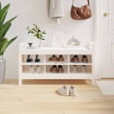 Banca Hol Alb vidaXL 110x40x60 cm Lemn Masiv Pin, Banca Depozitare Pantofi, Mobilier Hol