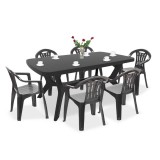 Cumpara ieftin Set mobilier de grădină Balorca 6+1 &icirc;n culoarea grafit