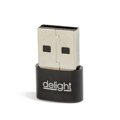 Adaptor Type-C mama - USB-A tata 2.4A 5V negru compact delight 55556BK foto