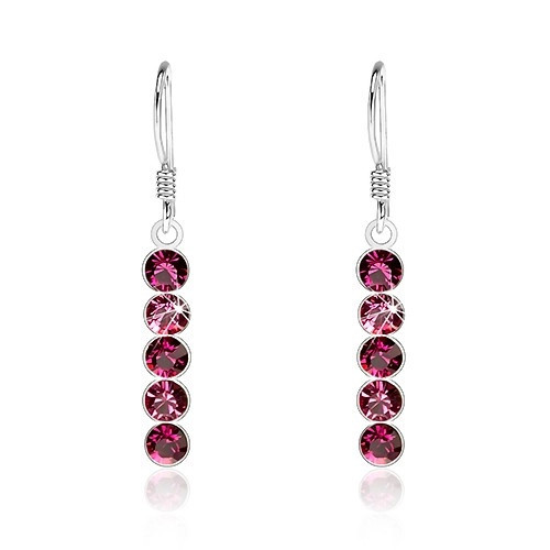 Cercei din argint 925, cristale Swarovski &icirc;n nuanțe fuchsia