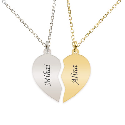 You and Me - Set coliere pentru cuplu, din argint 925 personalizate cu nume foto