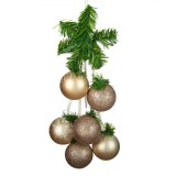 Ghirlandă Decorativă Crăciun, Model Brad, Globuri Bej Glitter, Diametru 30 cm, Oem