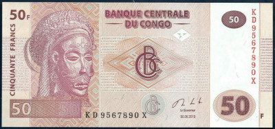 CONGO █ bancnota █ 50 Francs █ 2013 █ P-97 █ G&amp;amp;D █ UNC █ necirculata foto